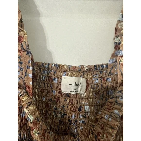 Aritzia Wilfred Chianti floral jumpsuit Sz XXS Smocked Floral‎ Wide Leg